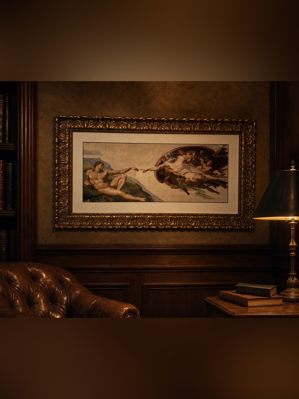 32x19” The creation of Adam by Michelangelo’s Renaissance gold ornate frame